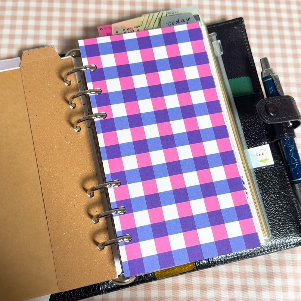 ギンガムチェックペーパー ピンク+青