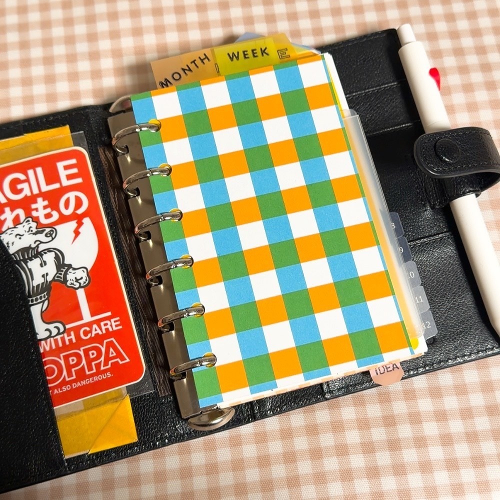 ギンガムチェックペーパー オレンジ+緑