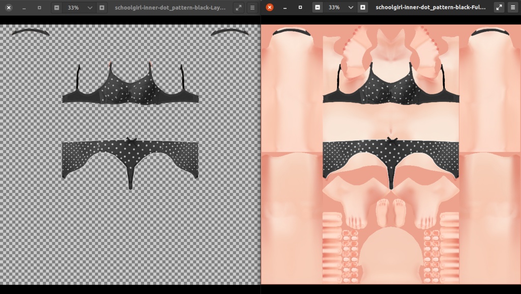【β版専用】VRoid用 女子学生向け「スクールインナー(ドット柄)」テクスチャデータ/6色🪙