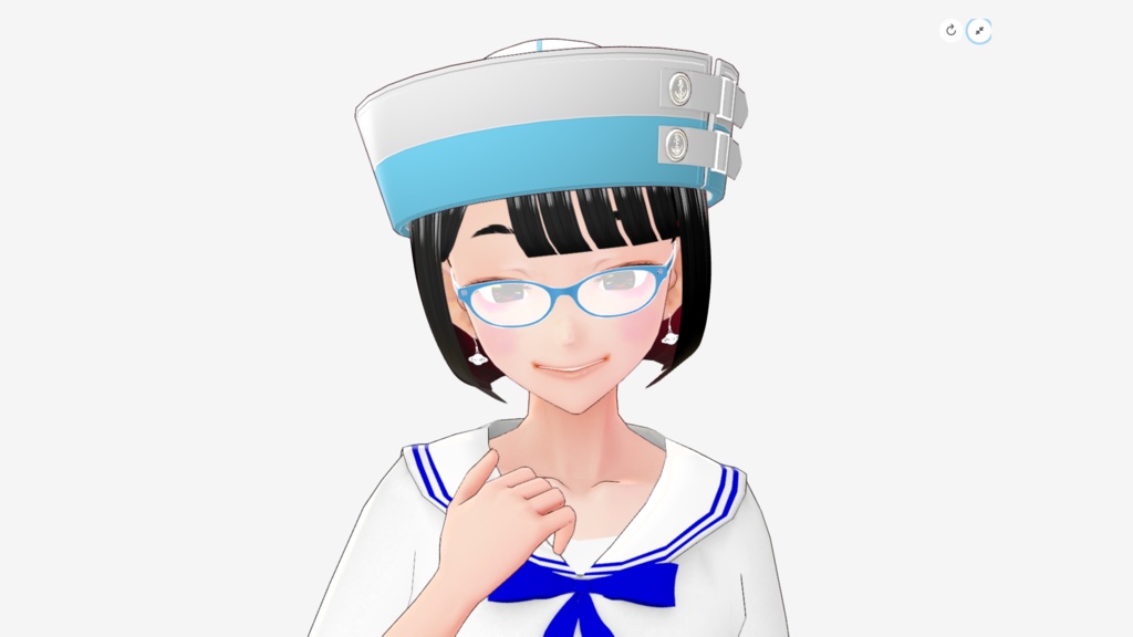 マリンハット(バックルベルト)/ホワイト&ライトブルー