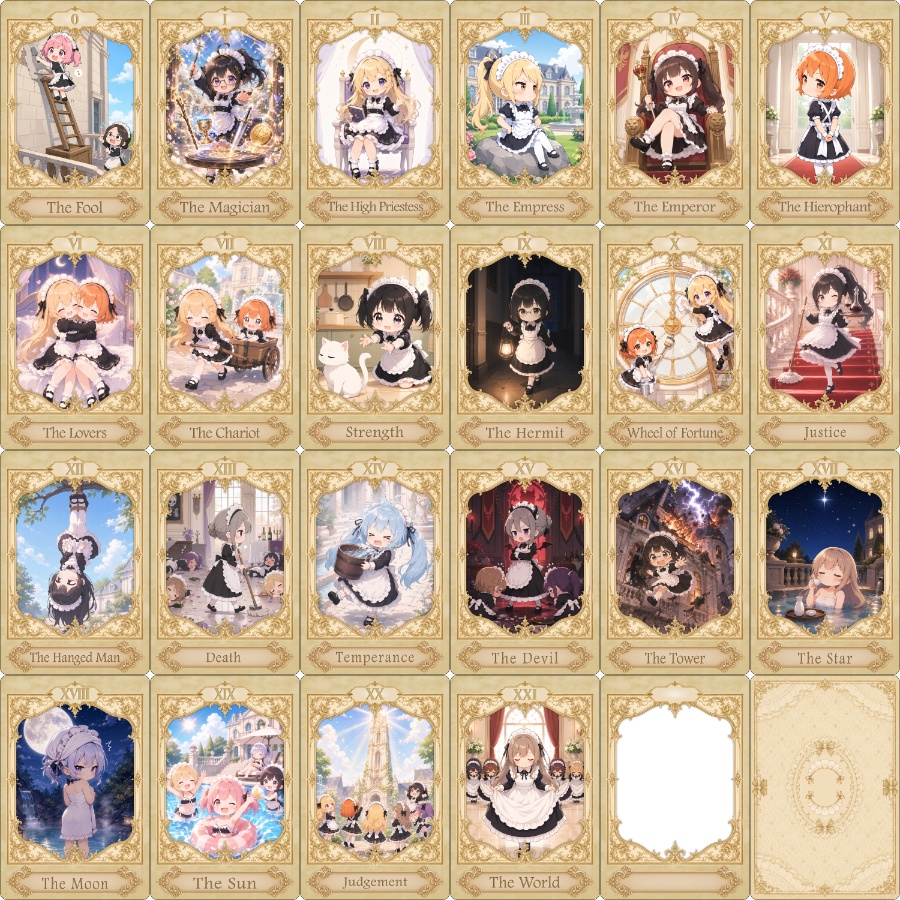 オリジナルタロットカード「かわいいメイド」 大アルカナ22枚セット