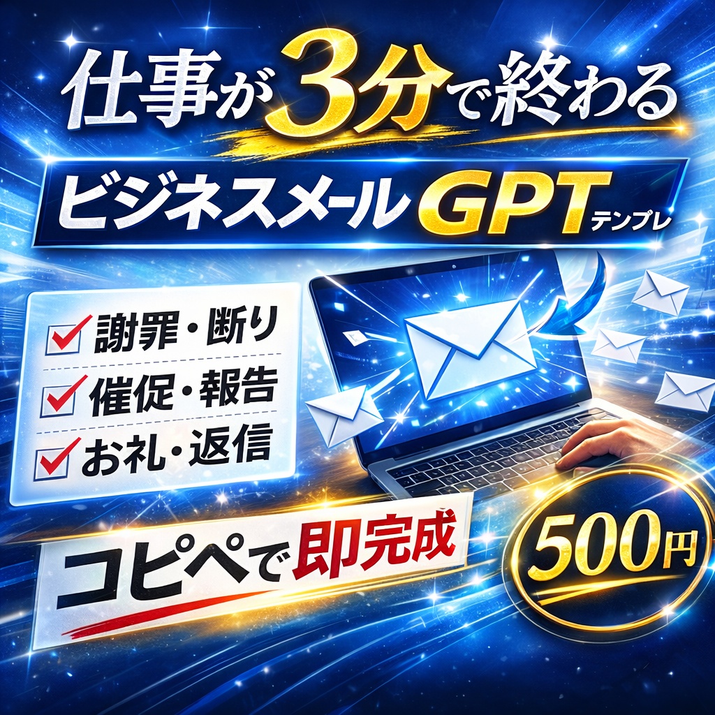 【仕事が3分で終わる】ビジネスメール自動作成GPTプロンプト｜謝罪・断り・催促・報告対応