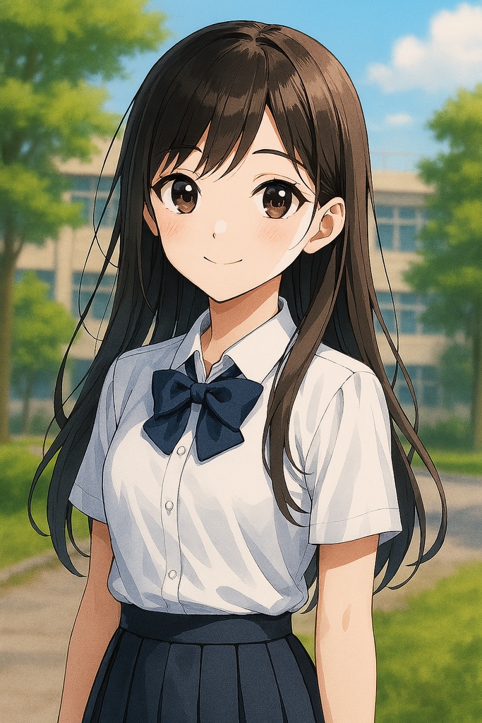 【AIイラスト】 制服少女パック Vol.1（女子学生／清楚／全6枚）