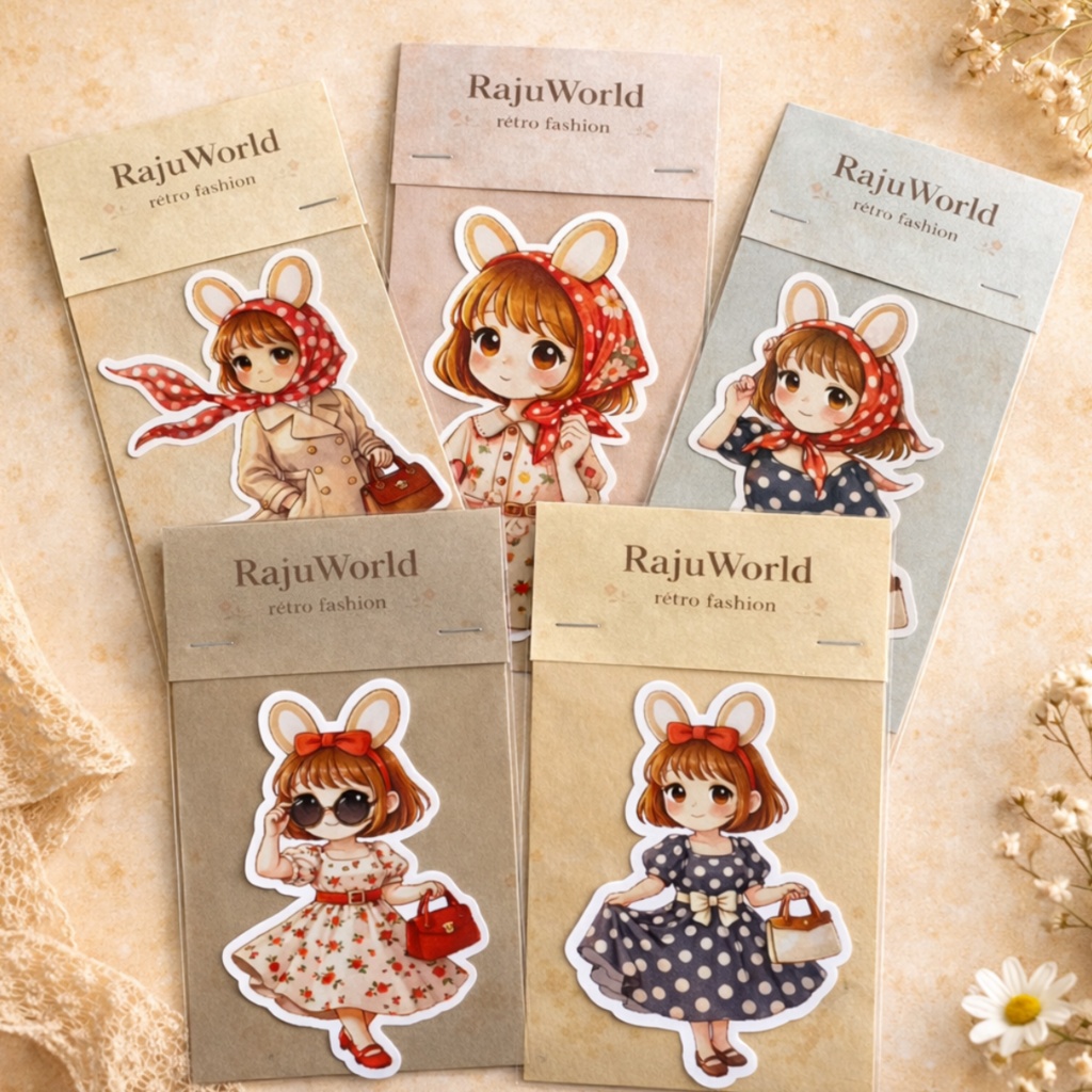 【昭和レトロ】らじゅのせかい　フレークシール（大）5枚セット