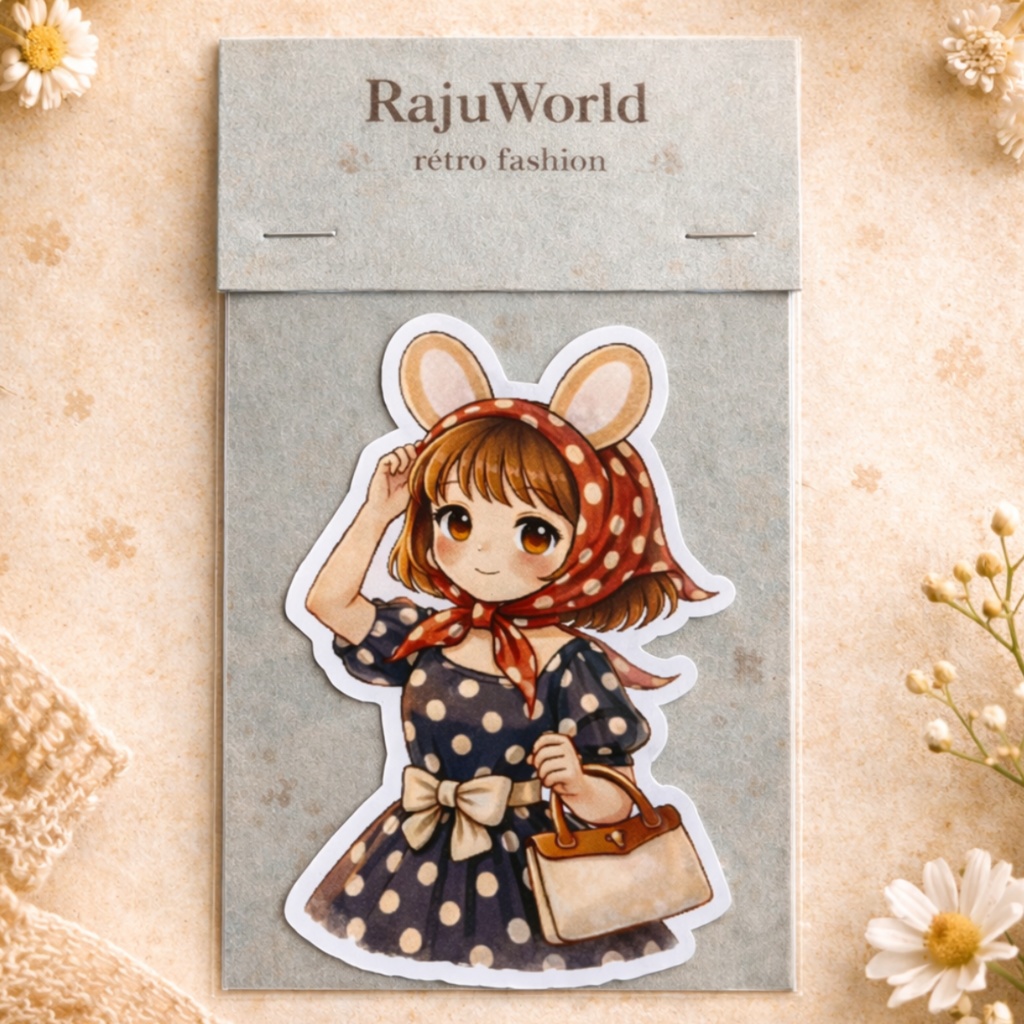 【昭和レトロ】らじゅのせかい　フレークシール（大）ずきんらじゅ