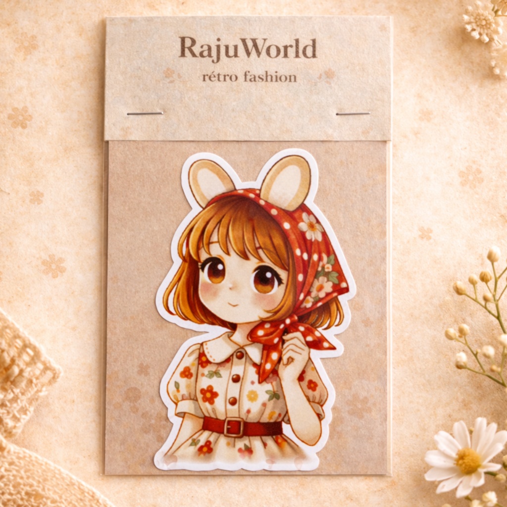 【昭和レトロ】らじゅのせかい　フレークシール（大）花柄らじゅ