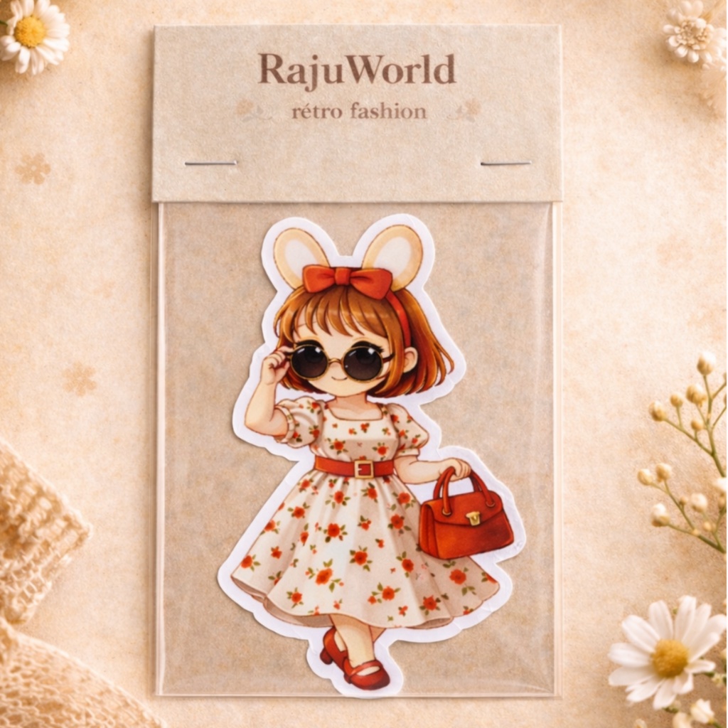 【昭和レトロ】らじゅのせかい　フレークシール（大）サングラスらじゅ