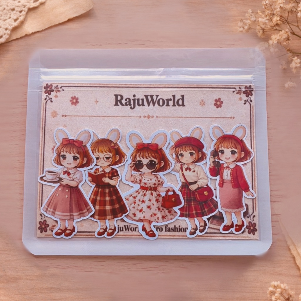 🐰 らじゅのせかい｜おしゃれらじゅ フレークシール（5枚セット）①