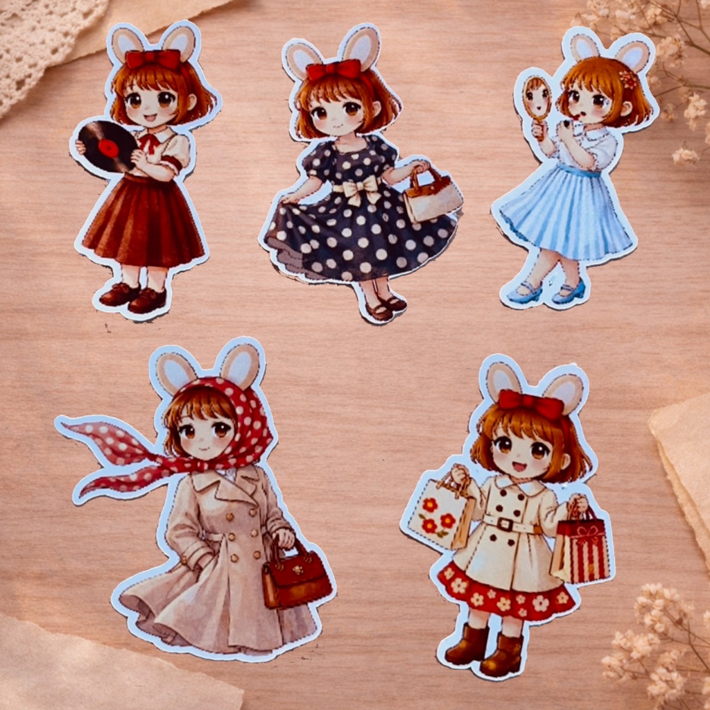 🐰 らじゅのせかい|おしゃれらじゅ フレークシール(5枚セット)②