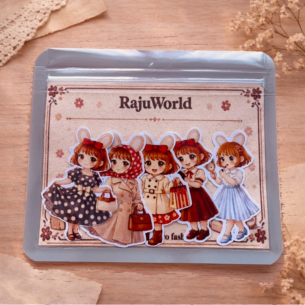 🐰 らじゅのせかい｜おしゃれらじゅ フレークシール（5枚セット）②