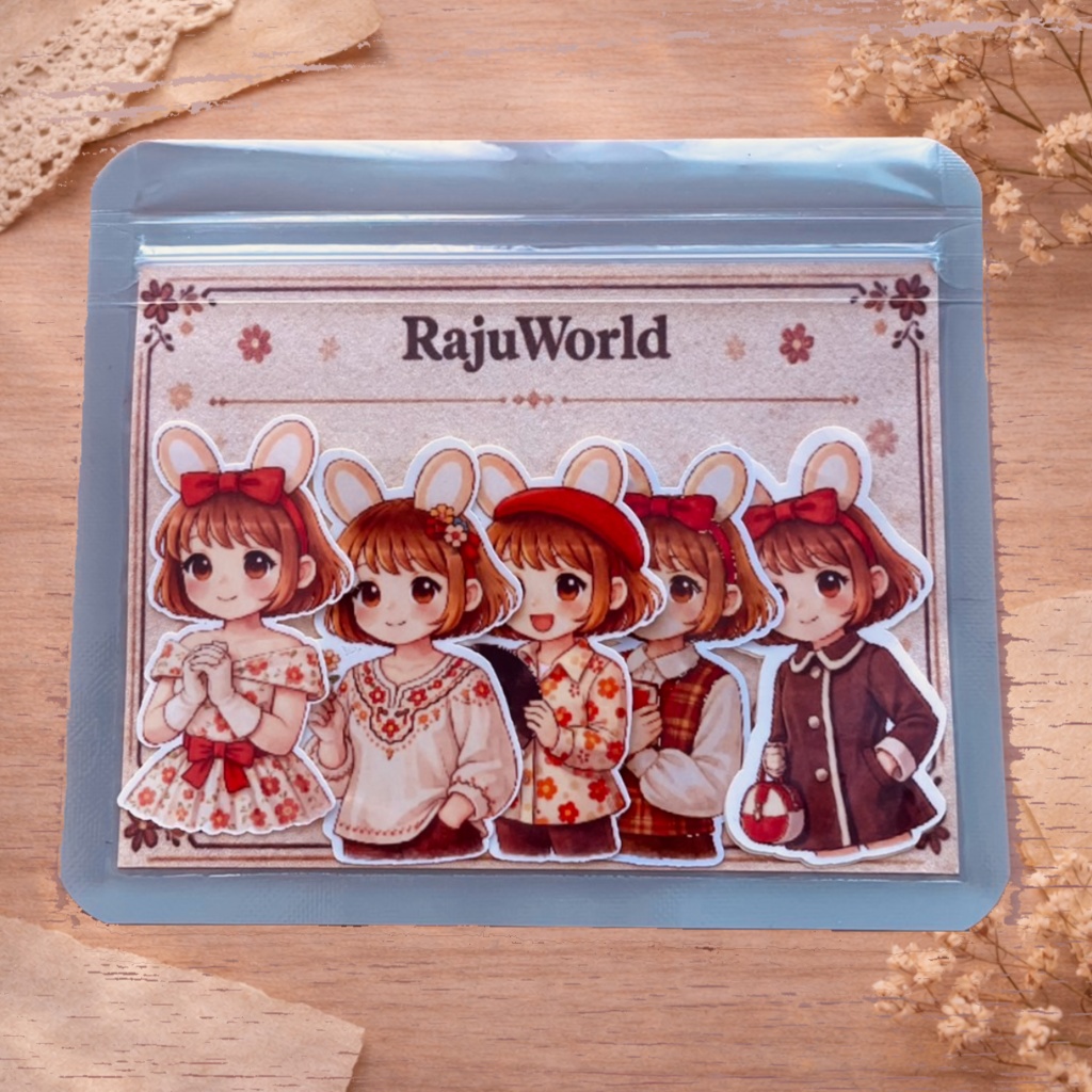 🐰 らじゅのせかい｜おしゃれらじゅ フレークシール（5枚セット）③