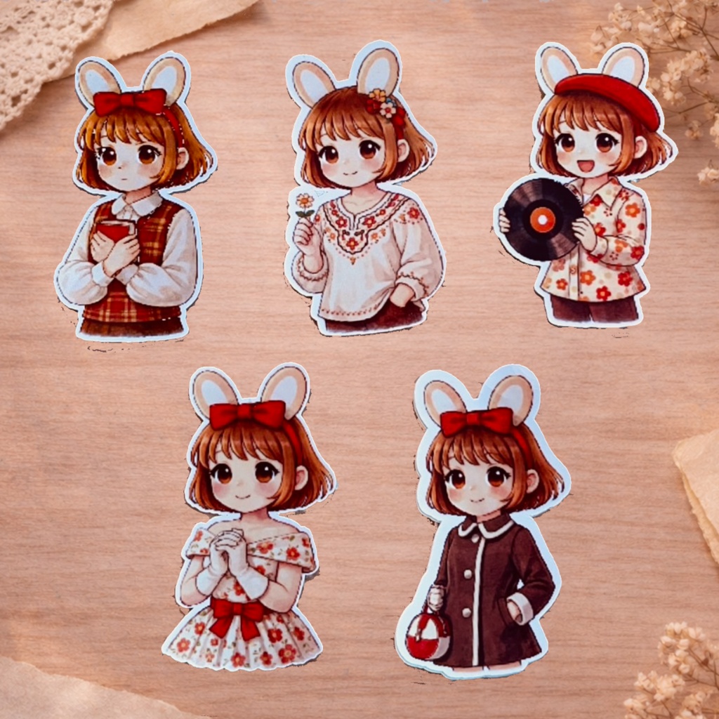🐰 らじゅのせかい|おしゃれらじゅ フレークシール(5枚セット)③