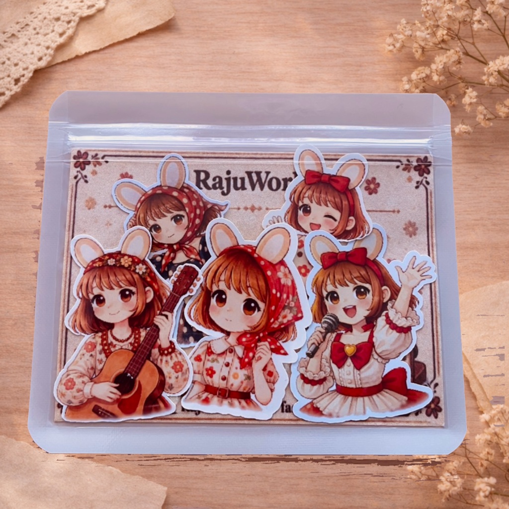 🐰 らじゅのせかい｜おしゃれらじゅ フレークシール（5枚セット）④