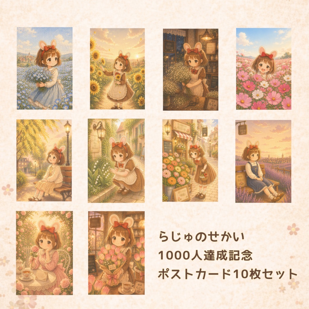 【感謝価格】らじゅのせかい｜ありがとうを集めた花のポストカード 10枚セット