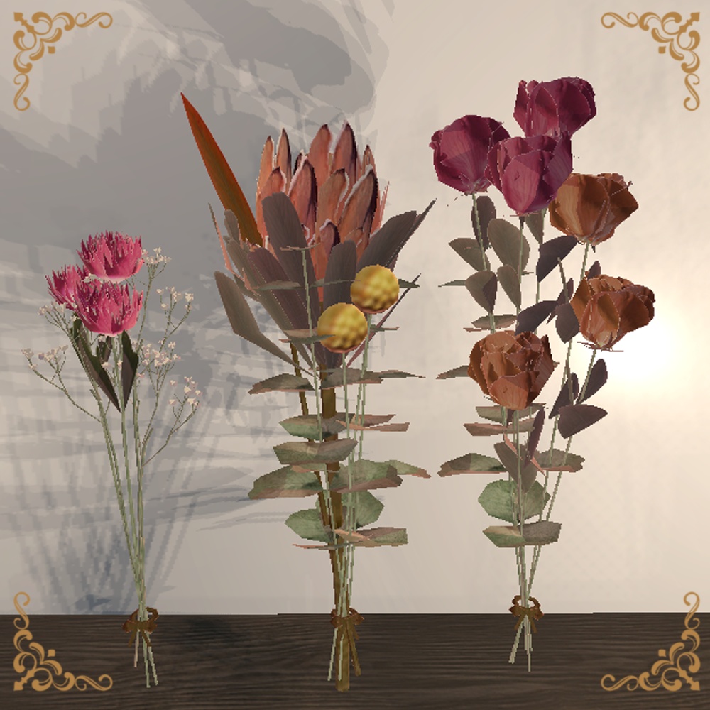 【VRChat】Antique bouquet ドライフラワーセット3点