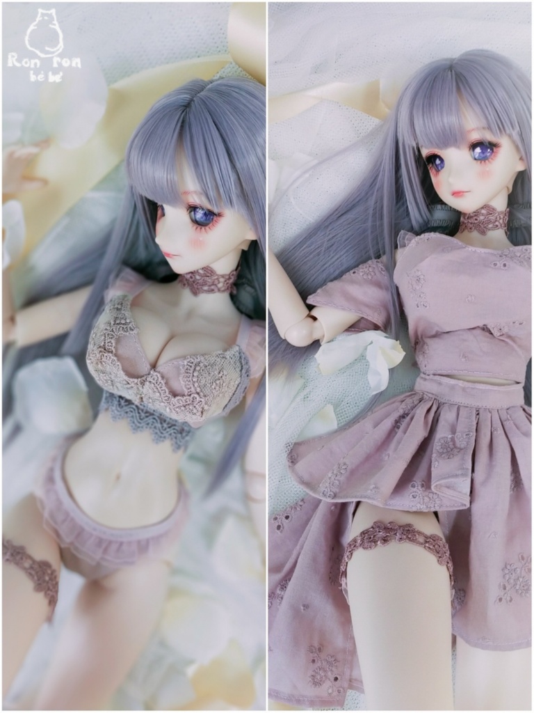 DDdy ◆くすみ紫ドレス+下着&小物8点セット◆