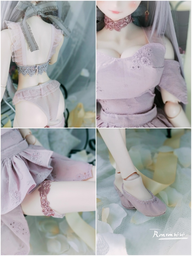 DDdy ◆くすみ紫ドレス+下着&小物8点セット◆