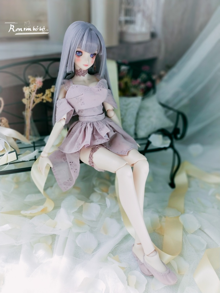 DDdy ◆くすみ紫ドレス+下着&小物8点セット◆