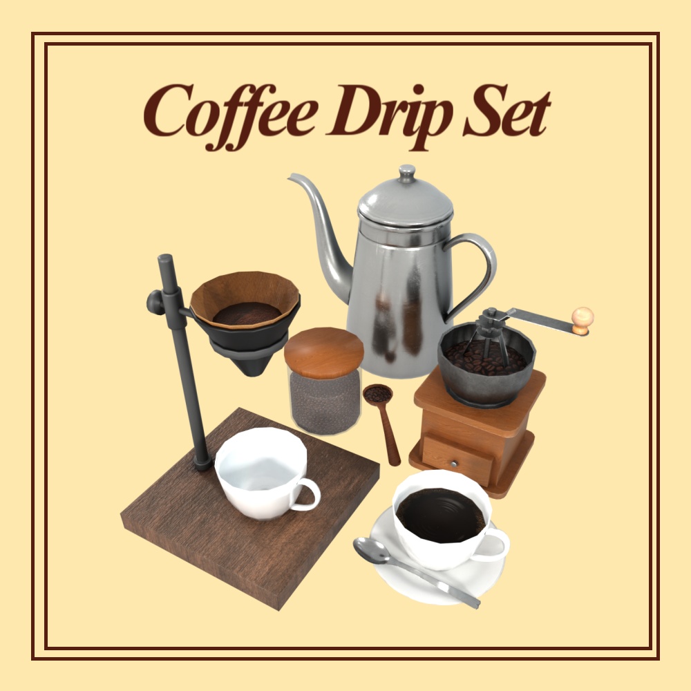 【VRChat想定】ギミック付きコーヒードリップセット Gimmick Coffee Drip Set