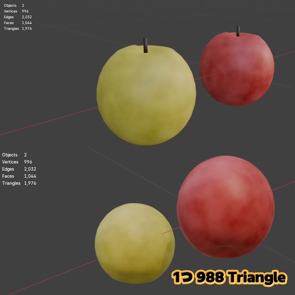【無料版有:VRChat想定】「りんごレッド・りんごゴールド」🍎(Quest対応 / FBX無料版あり)