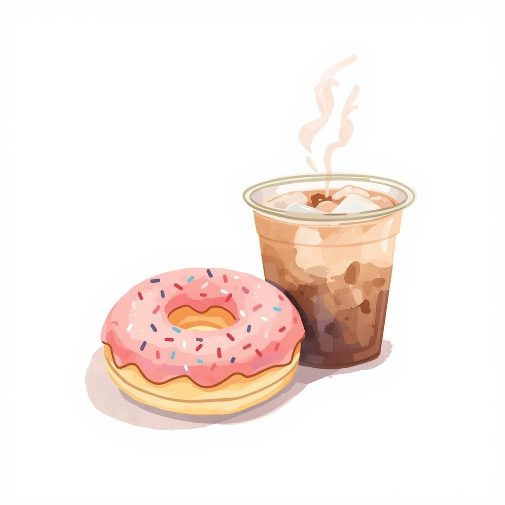 【韓国風カフェシリーズ】 水彩クリップアート10点セット|PNG背景透過