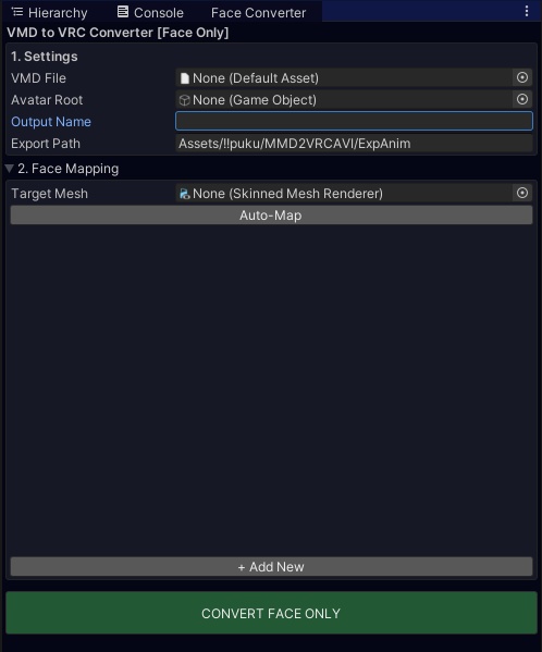MMDからVRCアバターにフェイスモーションを変換するやつ