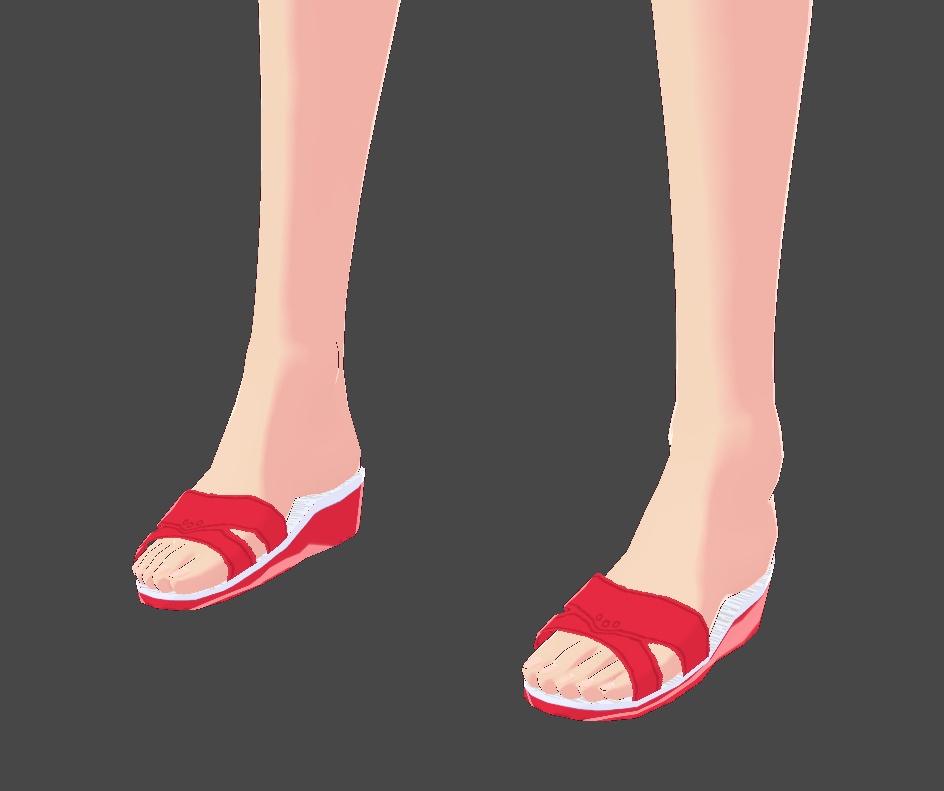 VRoid【Free / 無料】red and white slippers