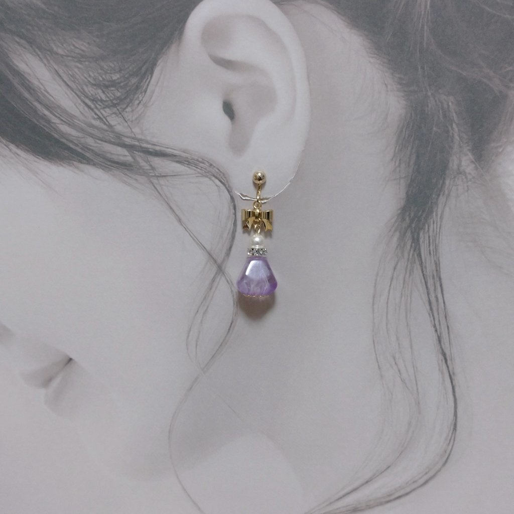 【オリジナル】マーブルビーズのピアス・イヤリング