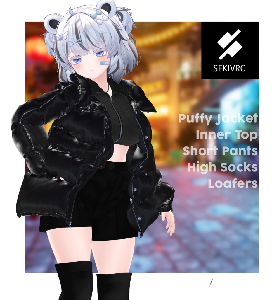 【15アバター対応・期間限定セール】Midnight Gloss 【ダウンジャケット/ショートパンツ/ニーハイ/ローファー】地雷・ストリート