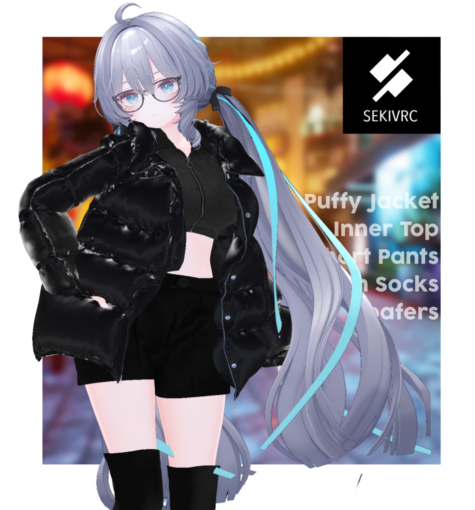 Midnight Gloss 【ダウンジャケット/ショートパンツ/ニーハイ/ローファー】地雷・ストリート