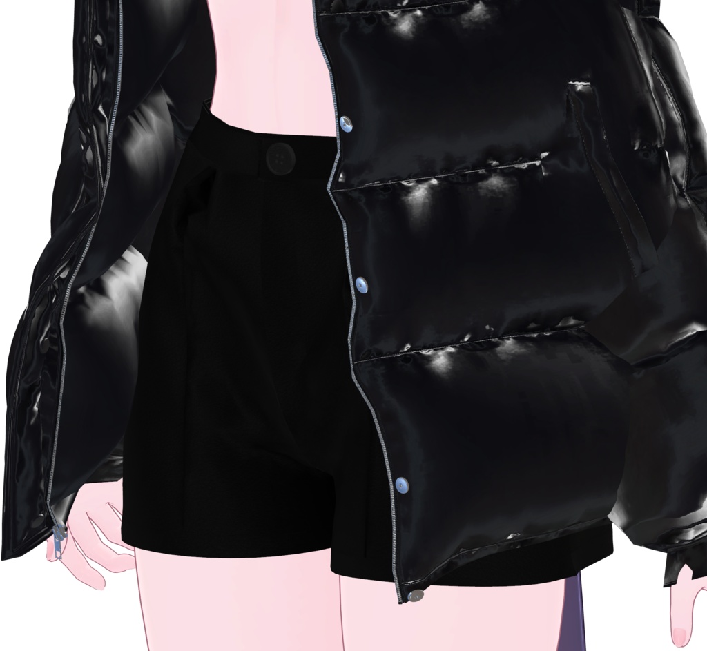 Midnight Gloss 【ダウンジャケット/ショートパンツ/ニーハイ/ローファー】地雷・ストリート