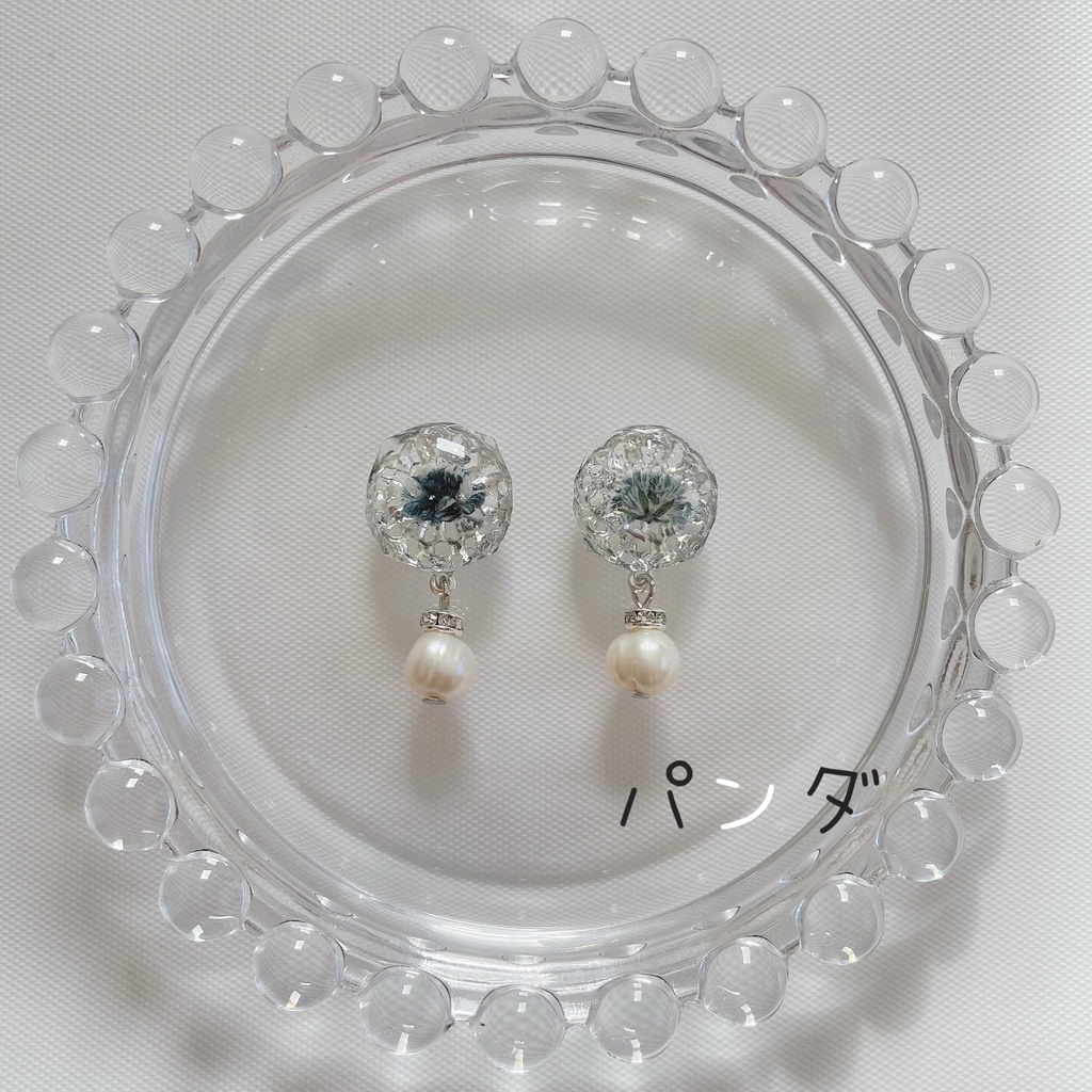 呪術廻戦 かすみ草&キラキラジュエリー モチーフピアス・イヤリング 〔A〕