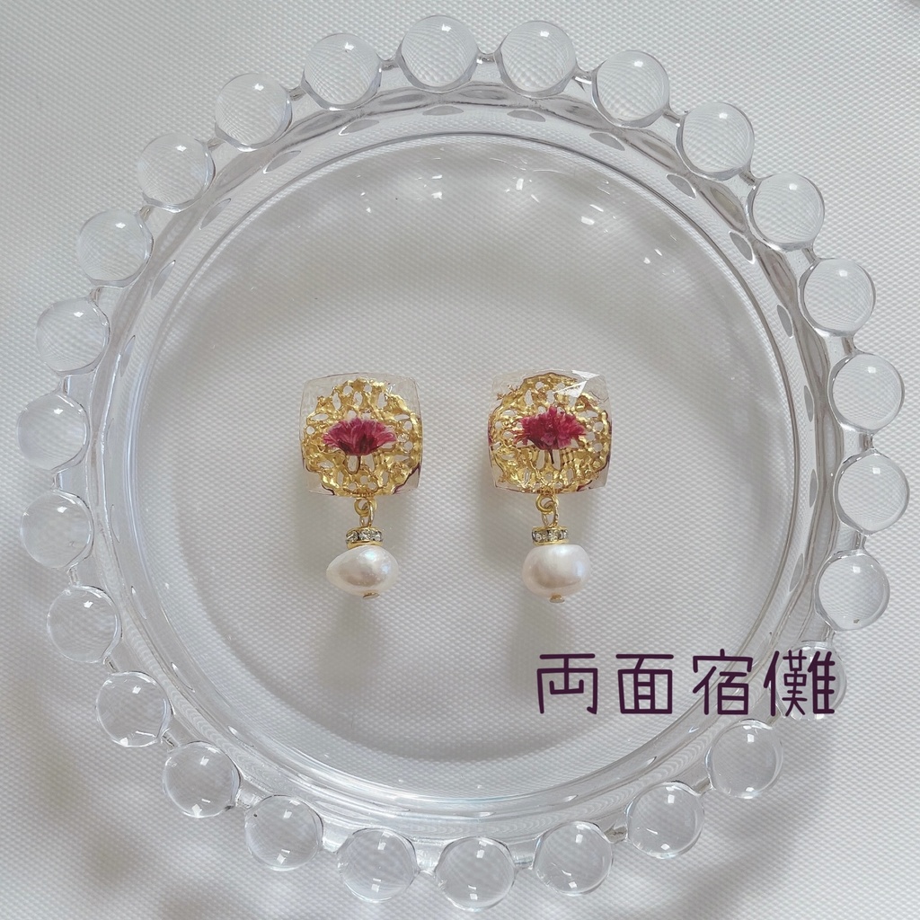 呪術廻戦 かすみ草&キラキラジュエリー モチーフピアス・イヤリング 〔B〕