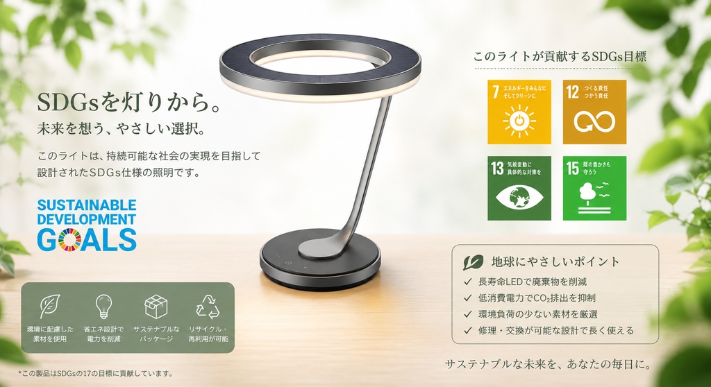 ソーラーリングLEDデスクライト - Solar Ring Light