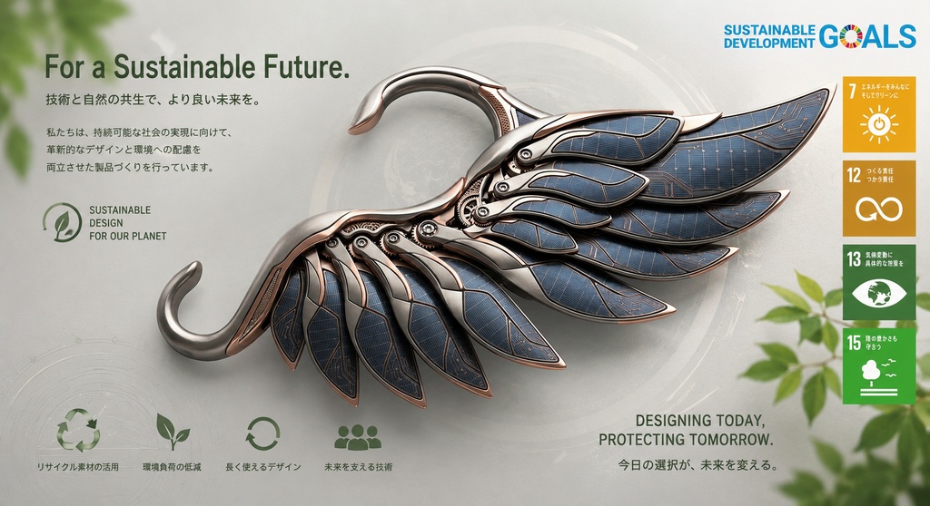 再生エネルギーイヤーカフ - Solar Wing Ear Cuff