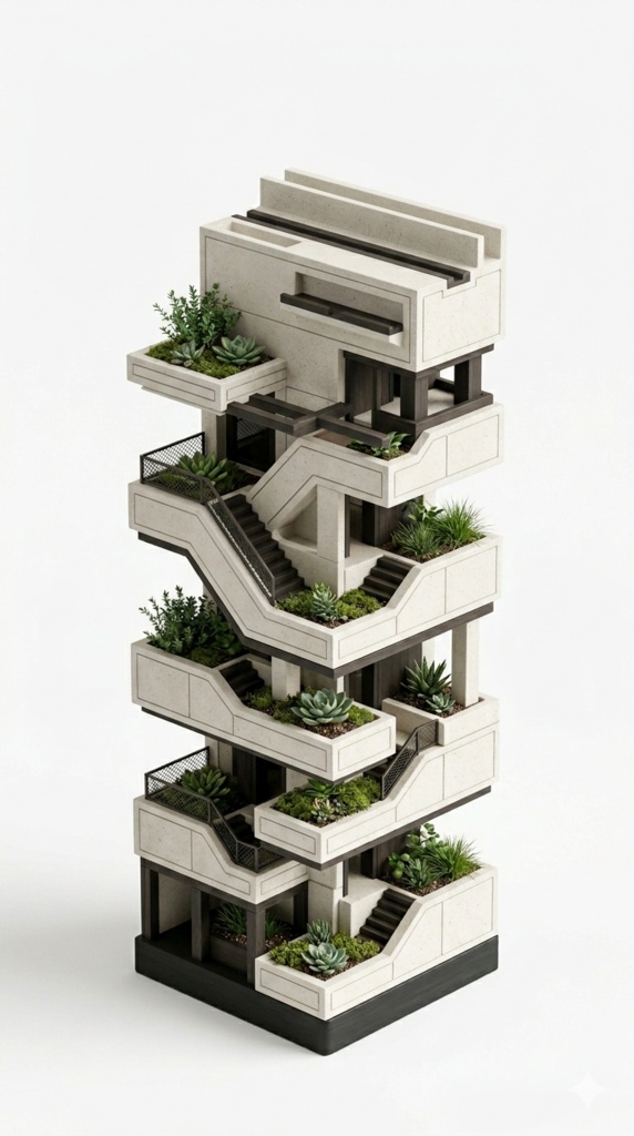 未来都市のグリーンアーキテクチャメモスタンド - Green Step Memo Stand