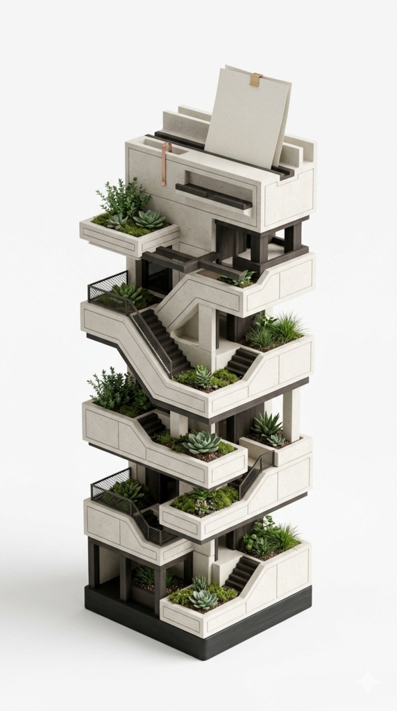 未来都市のグリーンアーキテクチャメモスタンド - Green Step Memo Stand