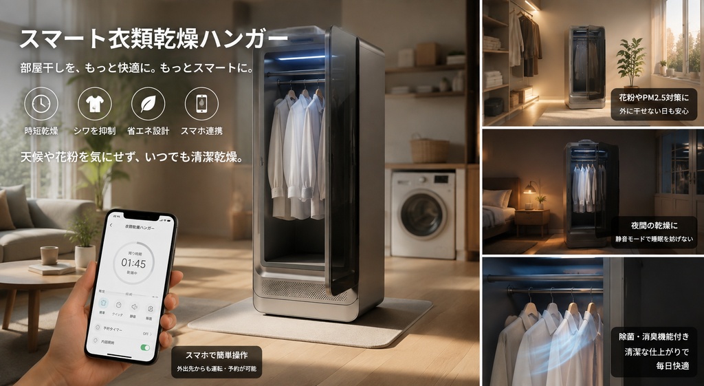 スマート衣類乾燥ハンガー - Smart Drying Hanger