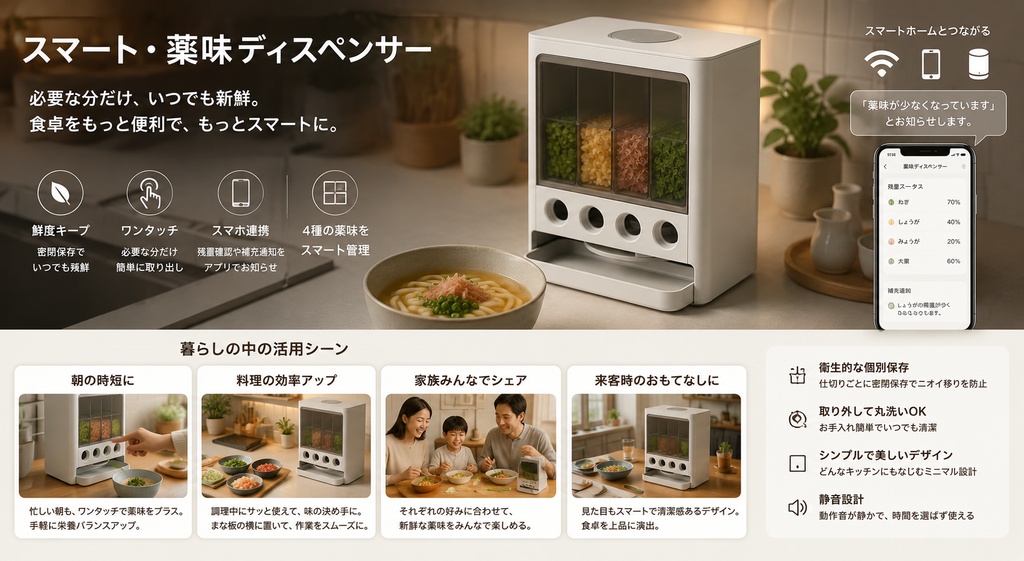 スマート薬味ディスペンサー - Smart Seasoning Dispenser