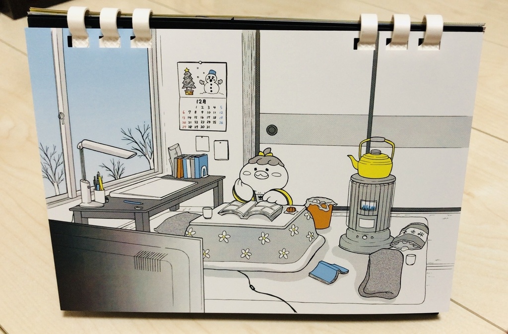 とりおんなモノトーン卓上カレンダー