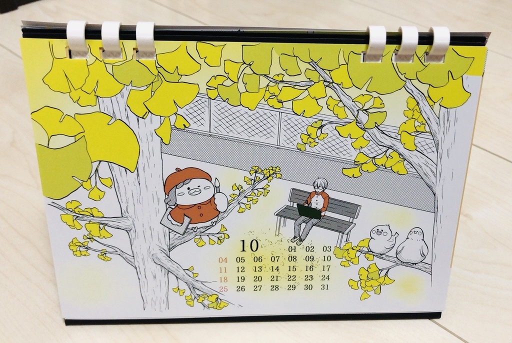 とりおんなモノトーン卓上カレンダー