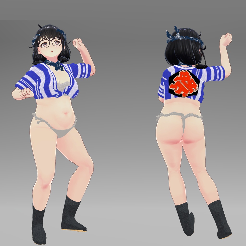 【りむちー専用衣装】娘山笠(ふんどし、さらし、水法被)