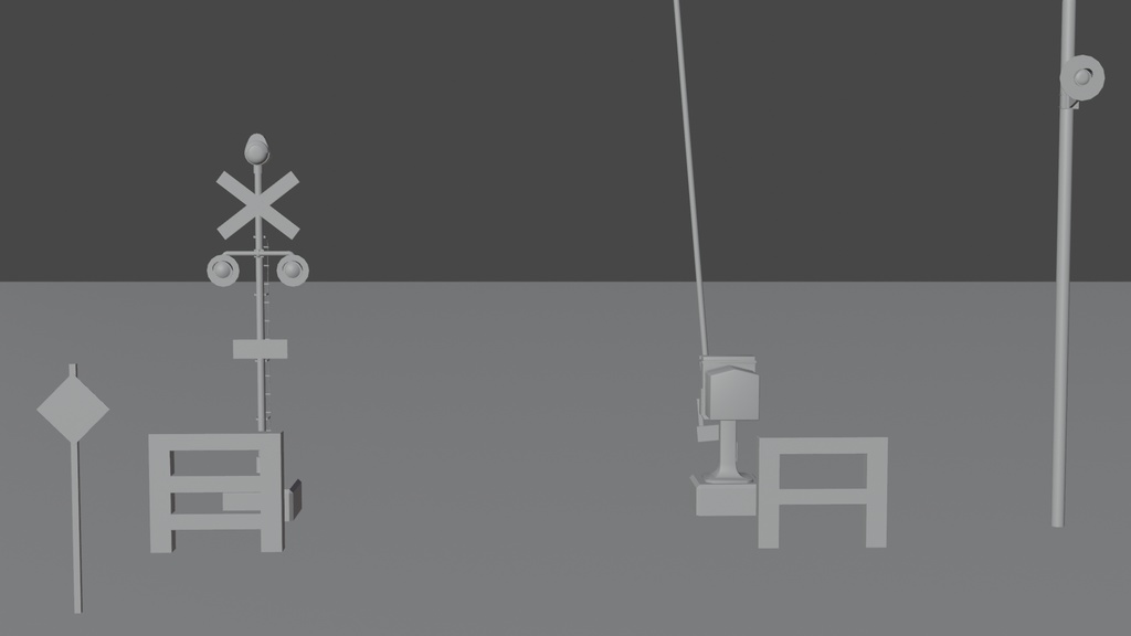 blender 踏切セット