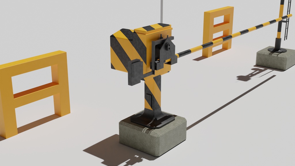 blender 踏切セット