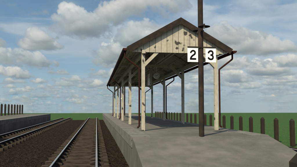 blender 田舎の駅