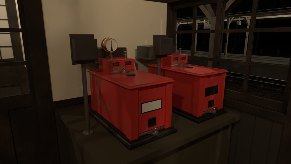 blender 田舎の駅