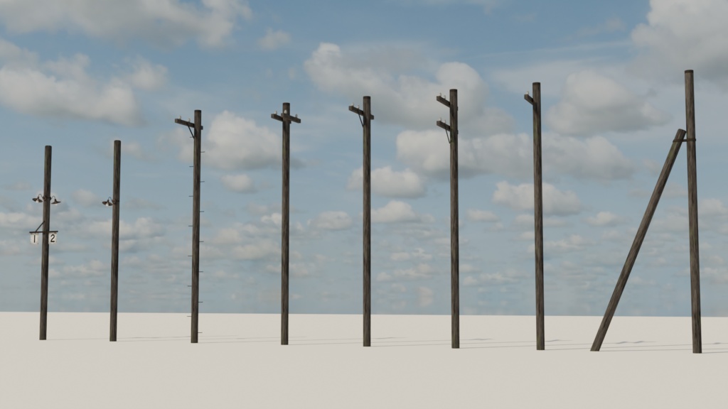 blender 木製電柱