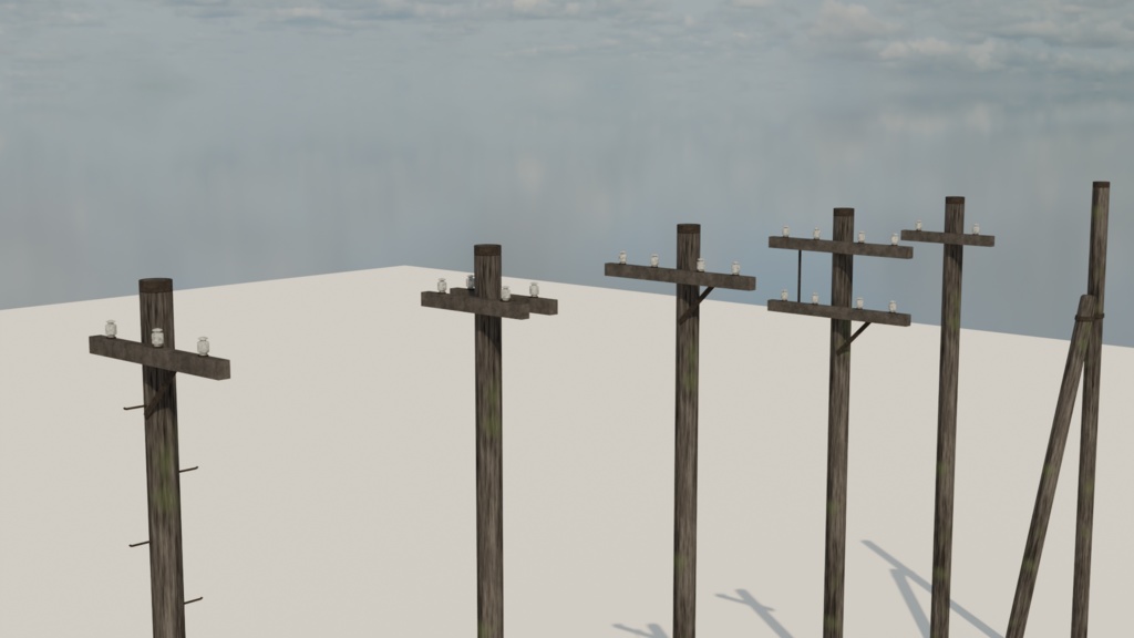 blender 木製電柱