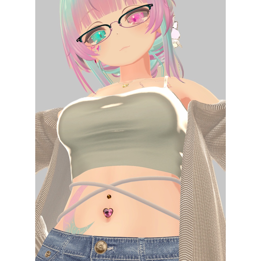 【複数アバター対応】HeartNavelPierce