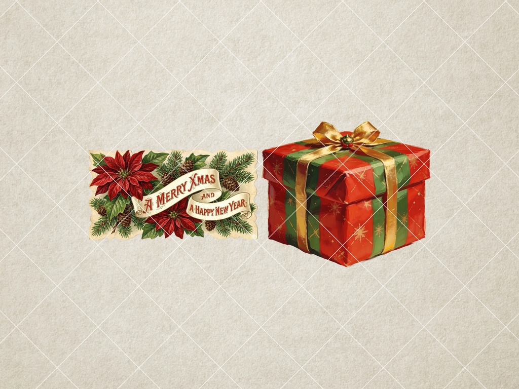 【期間限定無料】【商用利用可】レトロで懐かしい50年代クリスマス・イラスト素材集【背景透過・21点セット】